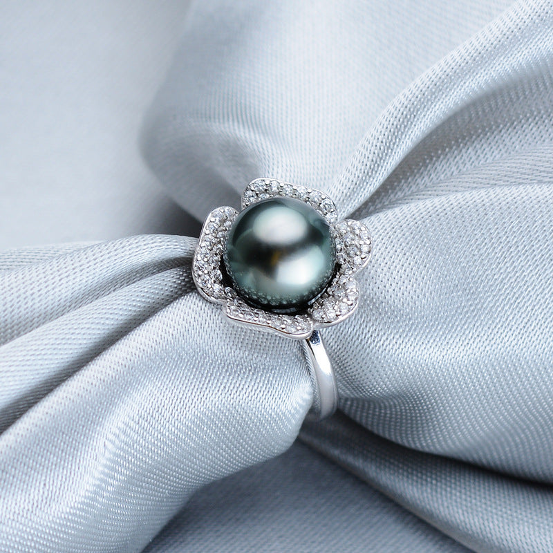 Black Seawater Pearl Ring - Adjustable