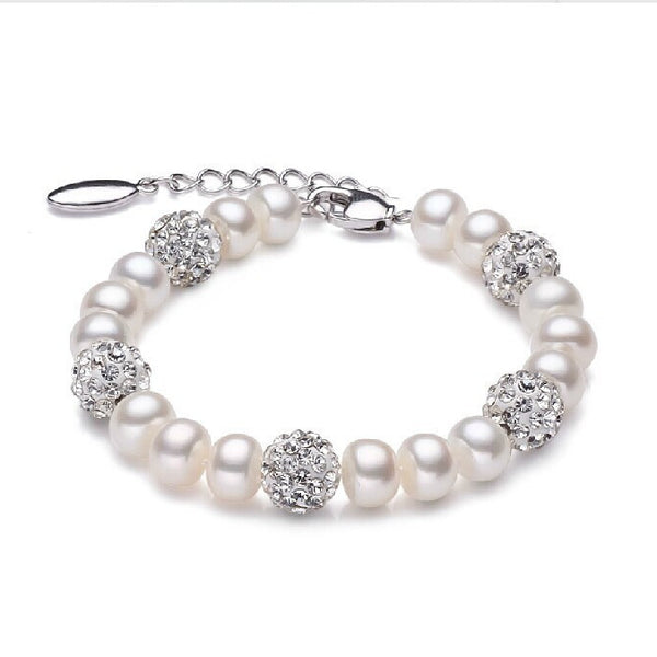 Metallic Elegance Pearl Bracelet