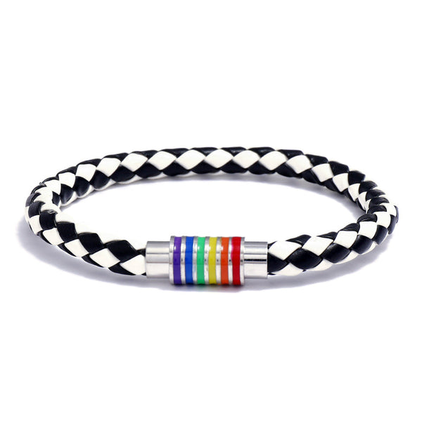 Rainbow Magnetic Leather Bracelet