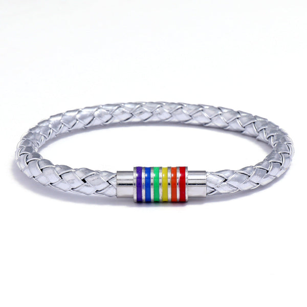Rainbow Magnetic Leather Bracelet