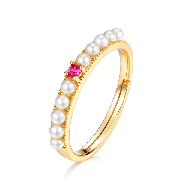 Zircon Pearl Ring - Adjustable