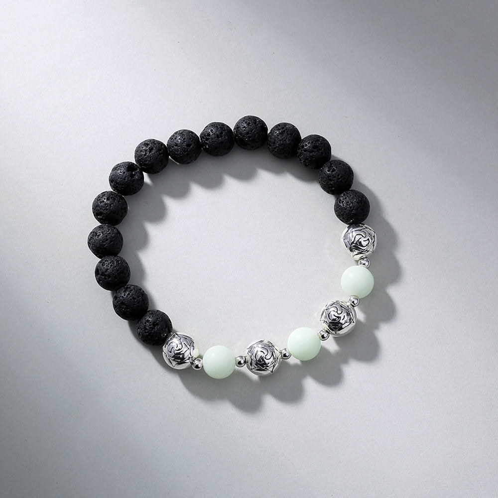 Luminous Black Volcanic Stone Bracelet