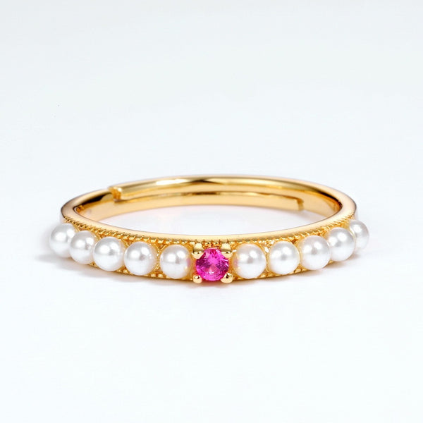 Zircon Pearl Ring - Adjustable