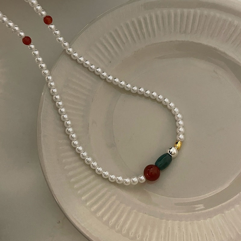 Red And Green Pearl Necklace