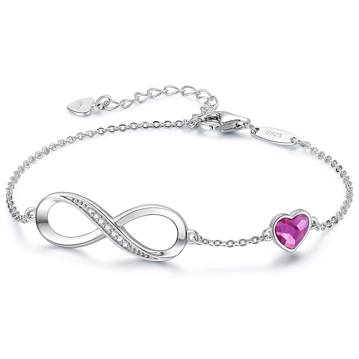 Infinity Bracelet - Sterling Silver with Gemstones