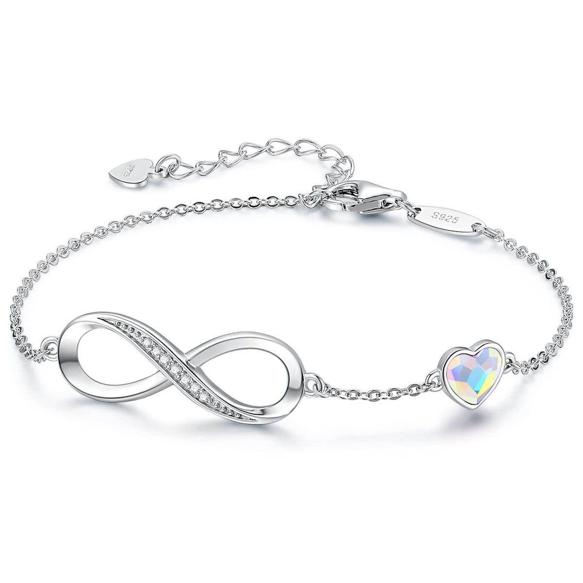 Infinity Bracelet - Sterling Silver with Gemstones