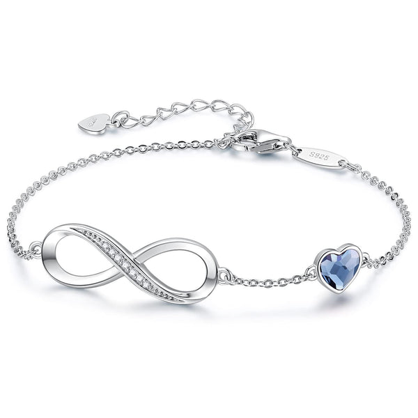 Infinity Bracelet - Sterling Silver with Gemstones