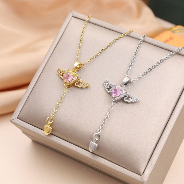 Angel Wings Necklace Gift (1 Silver + 1 Gold)