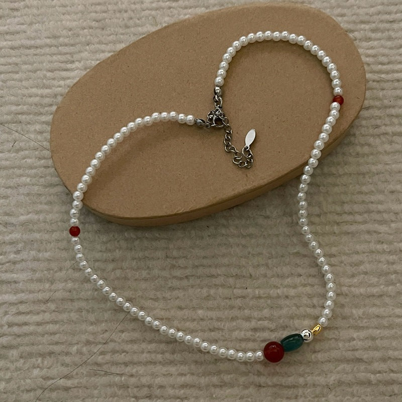 Red And Green Pearl Necklace