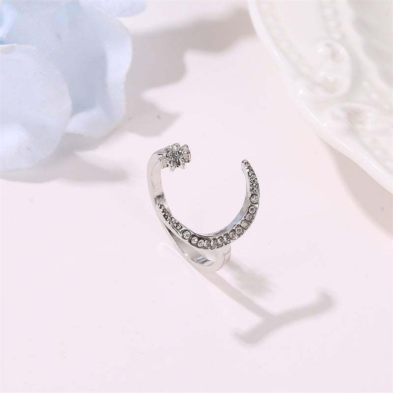 Moon and Star Ring - Adjustable