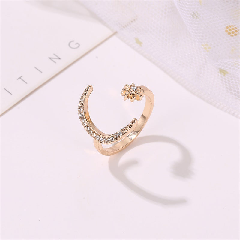 Moon and Star Ring - Adjustable